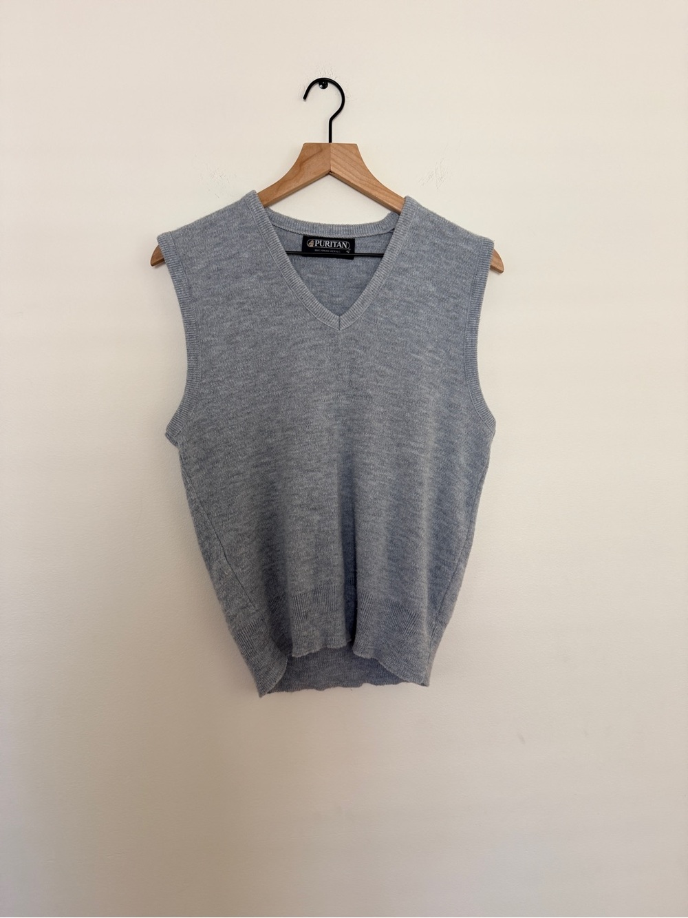 Vintage Gray V-Neck Knit Sweater Vest